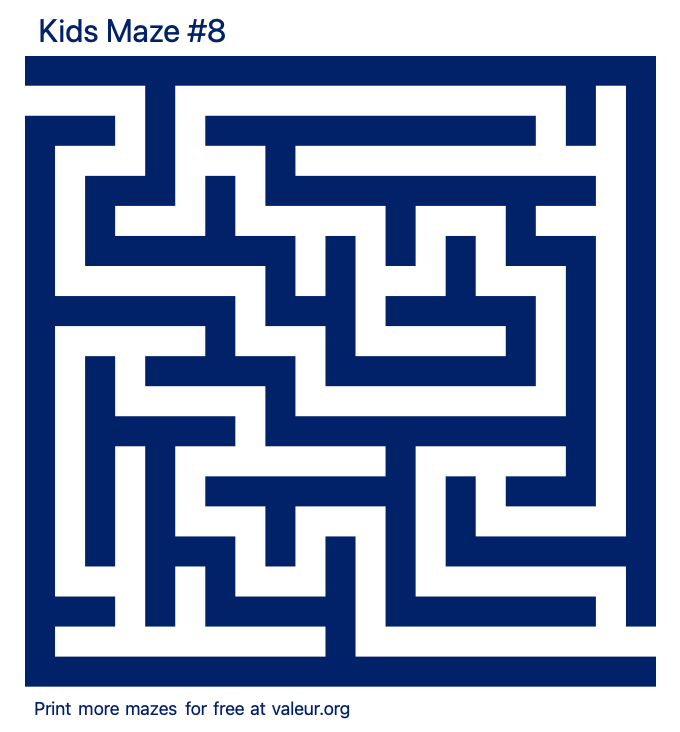 Free Printable Kids Maze number 8