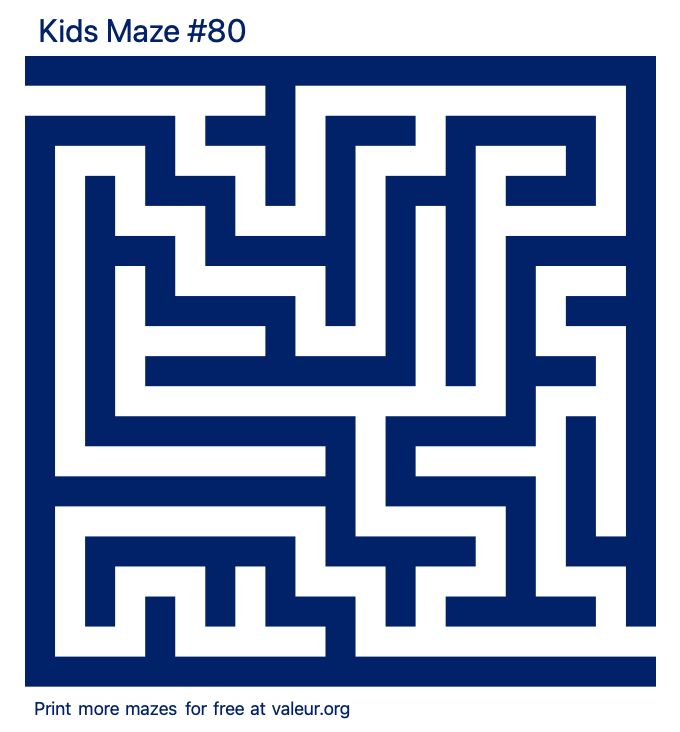 Free Printable Kids Maze number 80