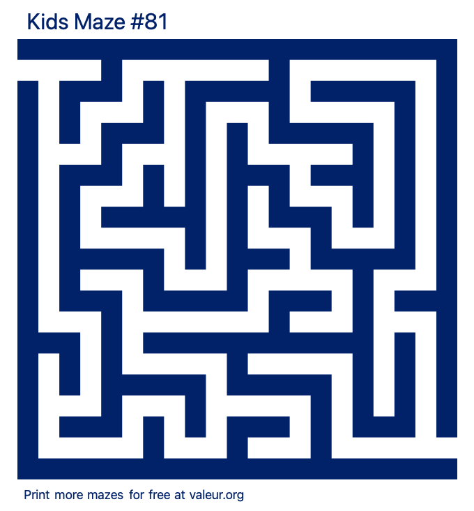 Free Printable Kids Maze number 81