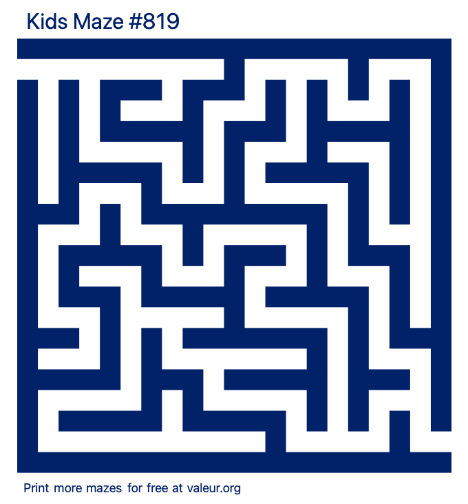 Free Printable Kids Maze number 819