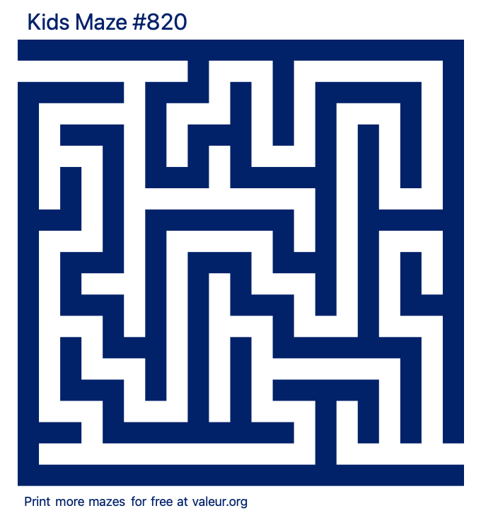 Free Printable Kids Maze number 820