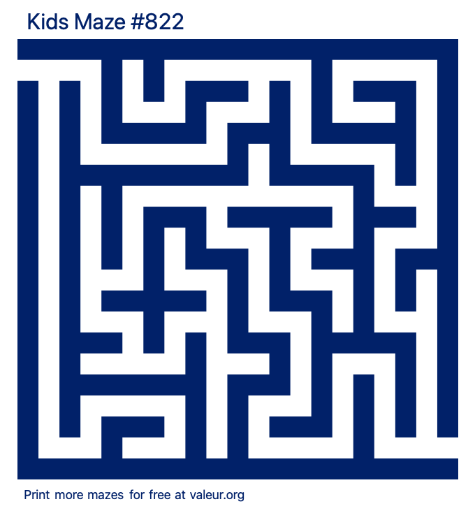 Free Printable Kids Maze number 822