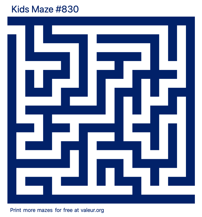 Free Printable Kids Maze number 830