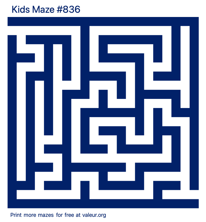 Free Printable Kids Maze number 836