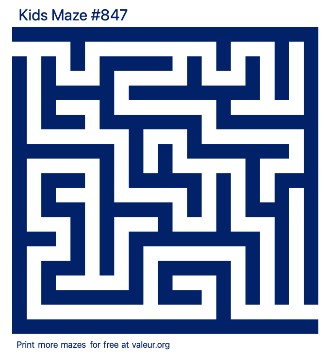 Free Printable Kids Maze number 847