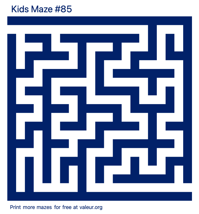 Free Printable Kids Maze number 85