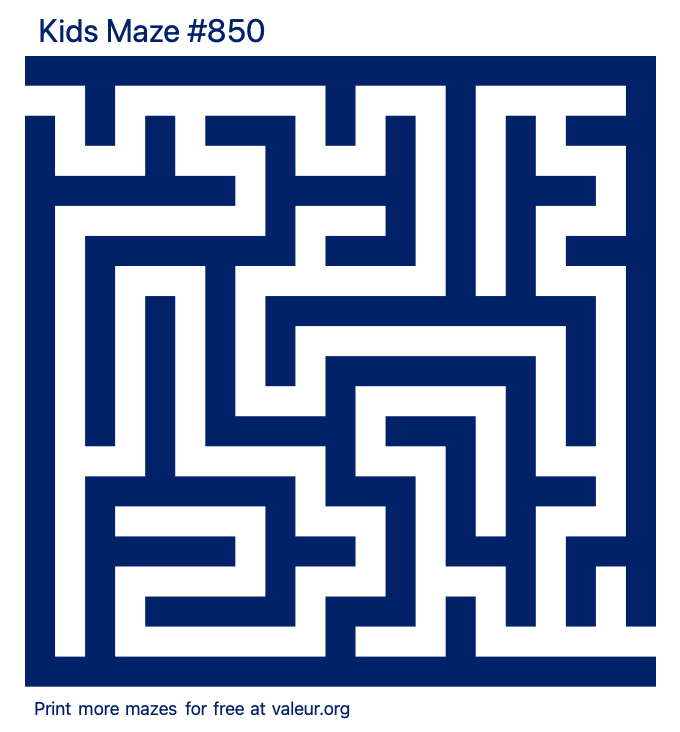 Free Printable Kids Maze number 850