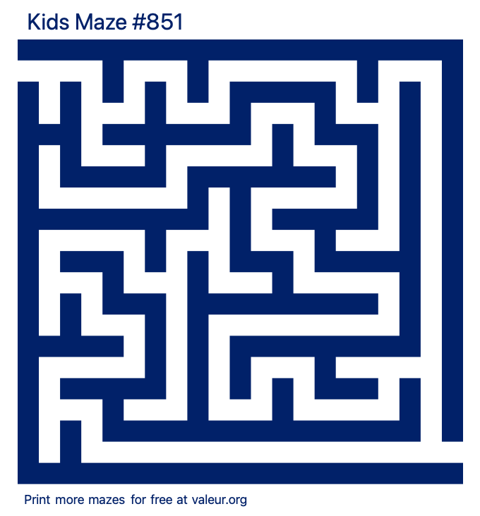 Free Printable Kids Maze number 851