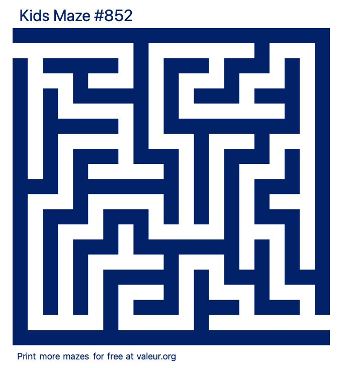 Free Printable Kids Maze number 852