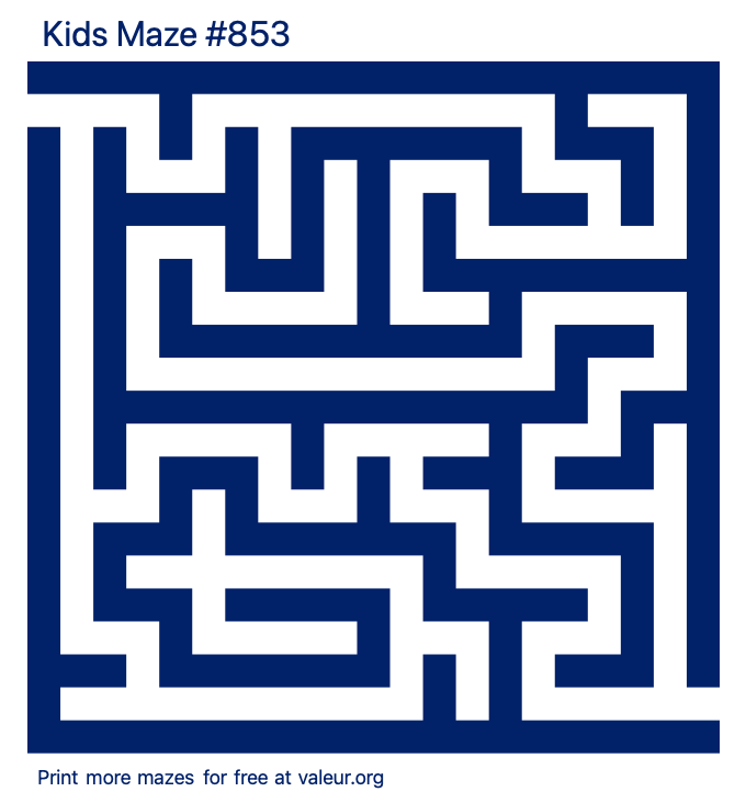 Free Printable Kids Maze number 853