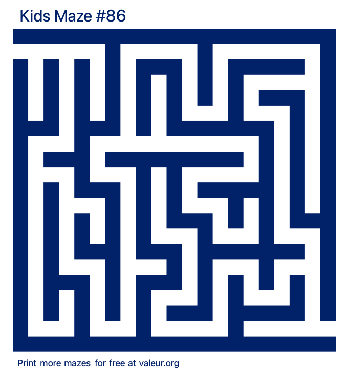 Free Printable Kids Maze number 86