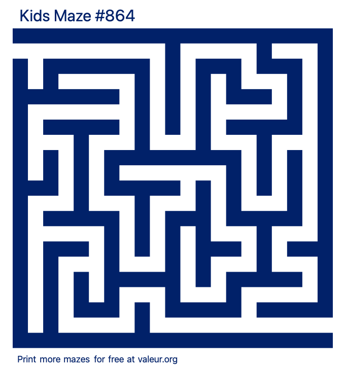 Free Printable Kids Maze number 864