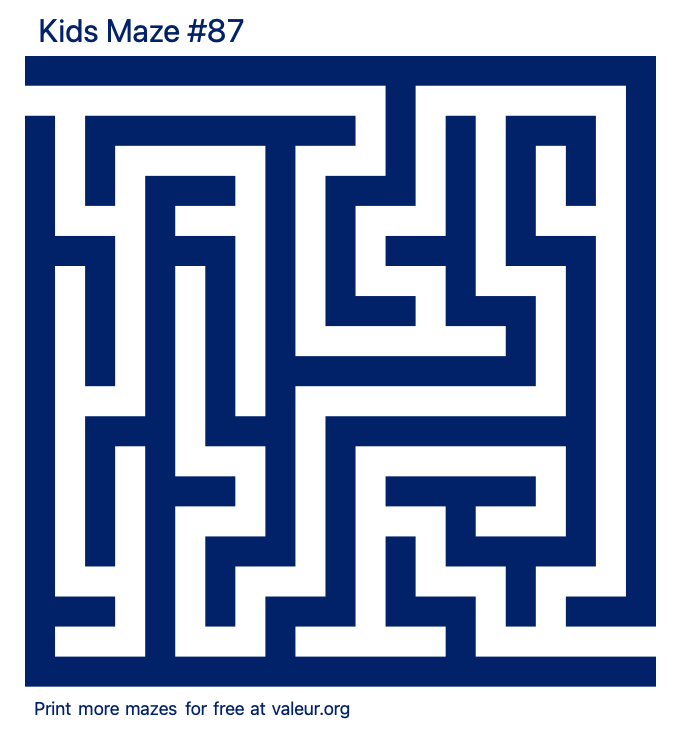 Free Printable Kids Maze number 87