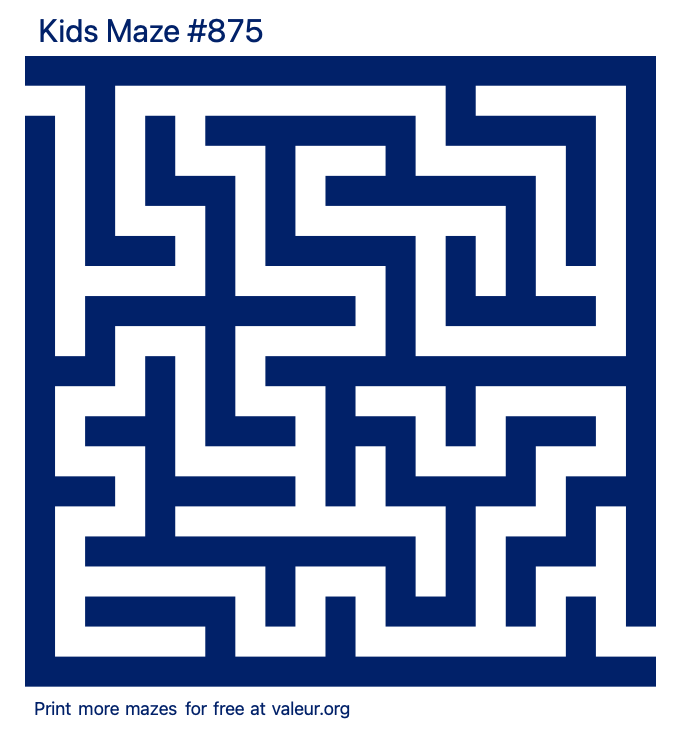 Free Printable Kids Maze number 875