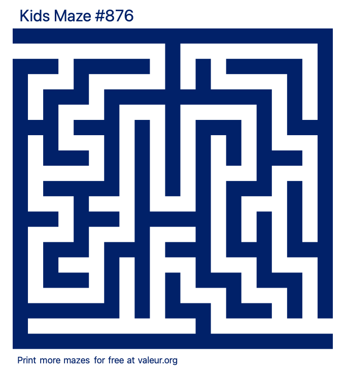 Free Printable Kids Maze number 876