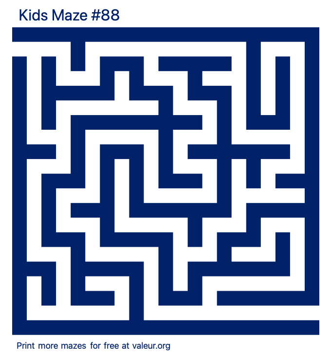 Free Printable Kids Maze number 88