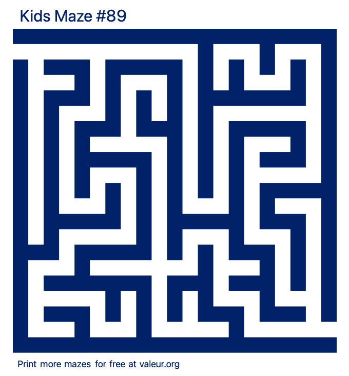 Free Printable Kids Maze number 89