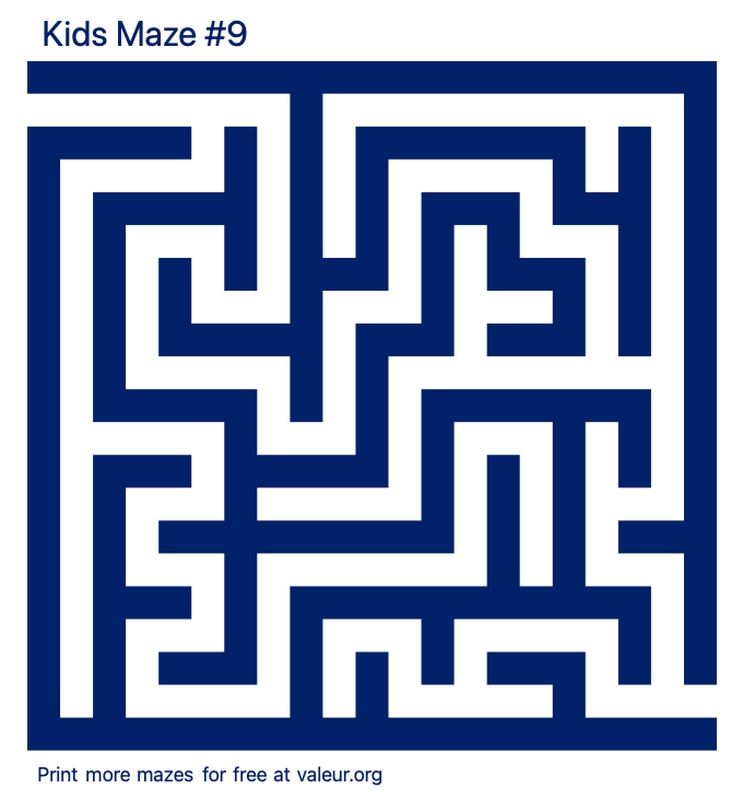 Free Printable Kids Maze number 9