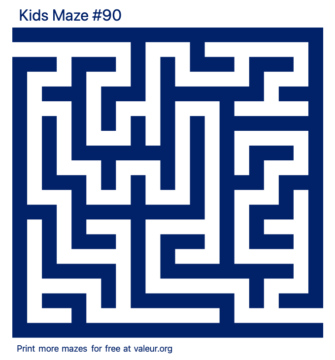 Free Printable Kids Maze number 90