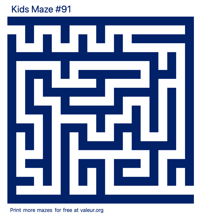 Free Printable Kids Maze number 91