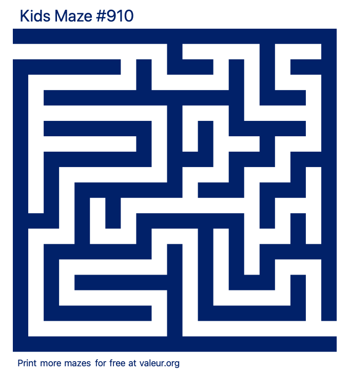 Free Printable Kids Maze number 910