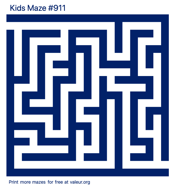 Free Printable Kids Maze number 911