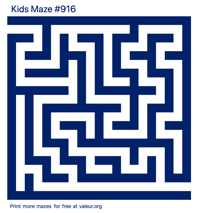 Free Printable Kids Maze number 916