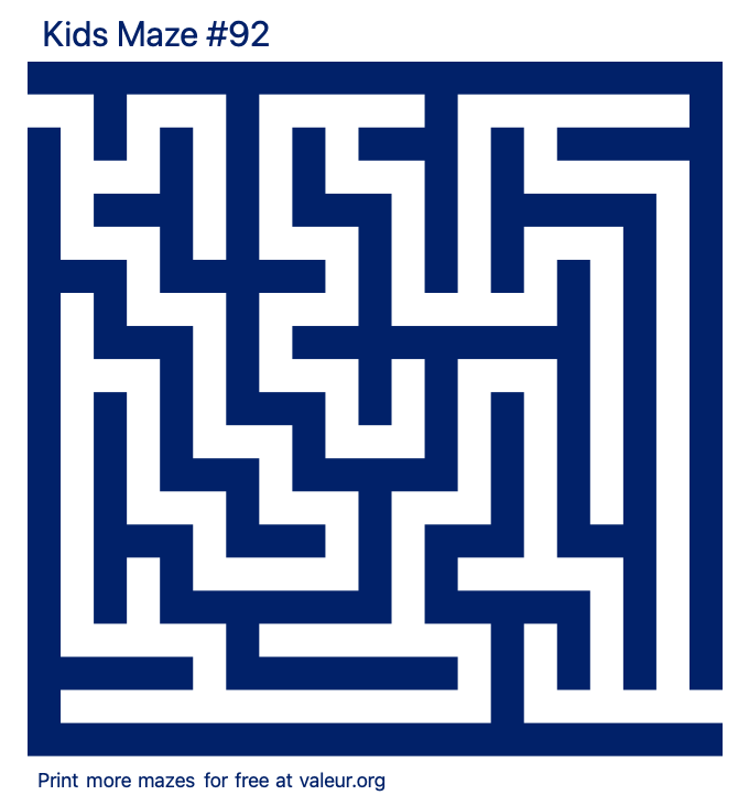 Free Printable Kids Maze number 92