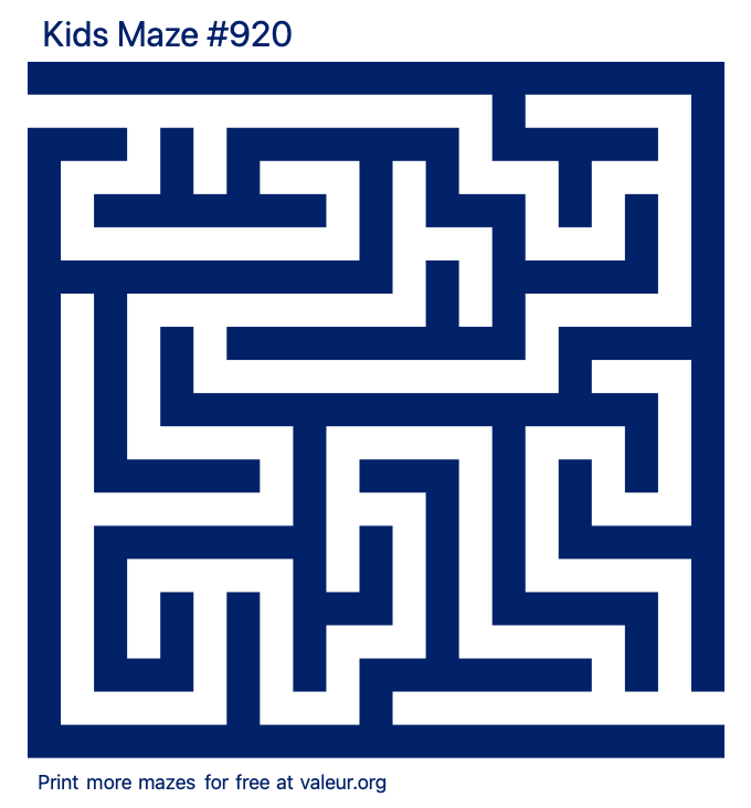 Free Printable Kids Maze number 920