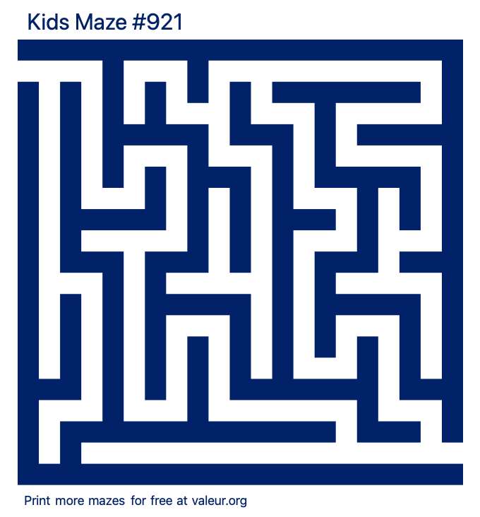 Free Printable Kids Maze number 921