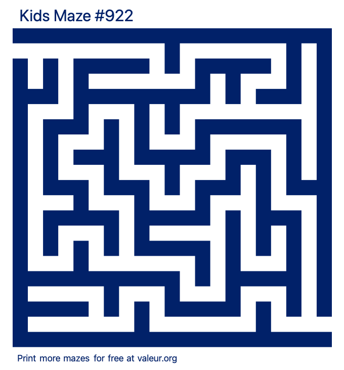 Free Printable Kids Maze number 922