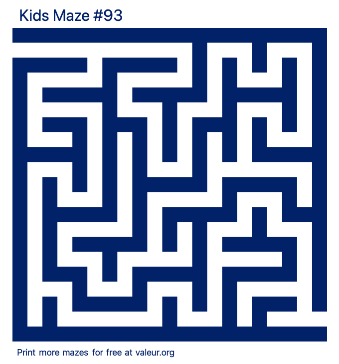 Free Printable Kids Maze number 93