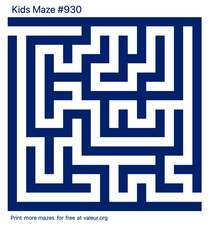 Free Printable Kids Maze number 930