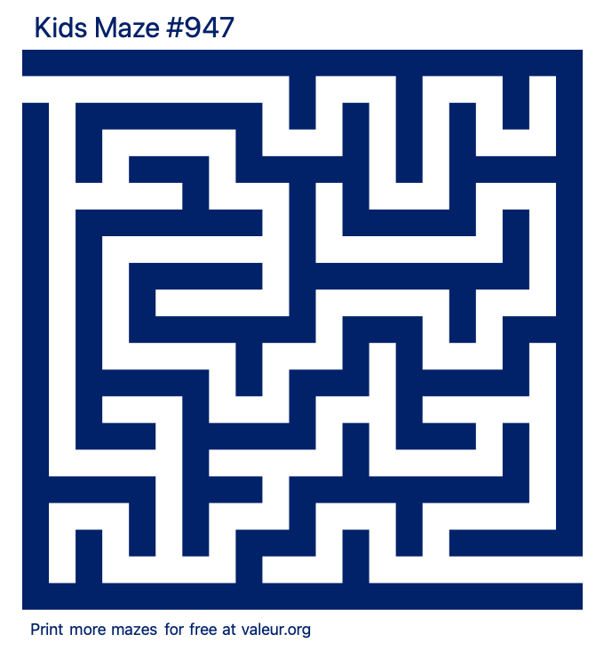 Free Printable Kids Maze number 947