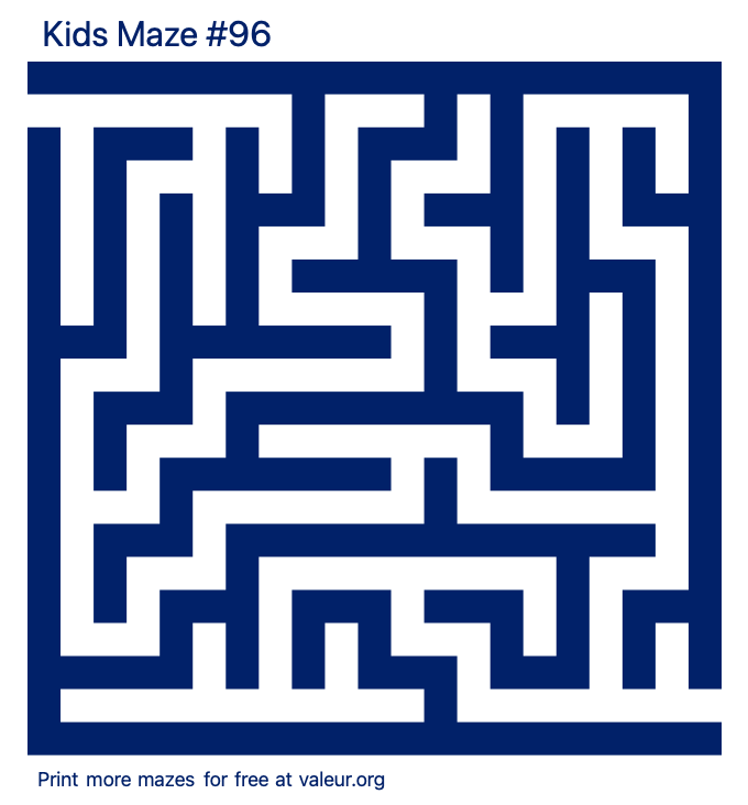 Free Printable Kids Maze number 96