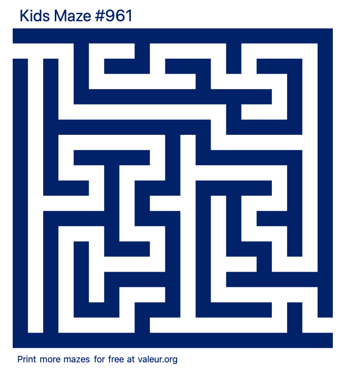 Free Printable Kids Maze number 961