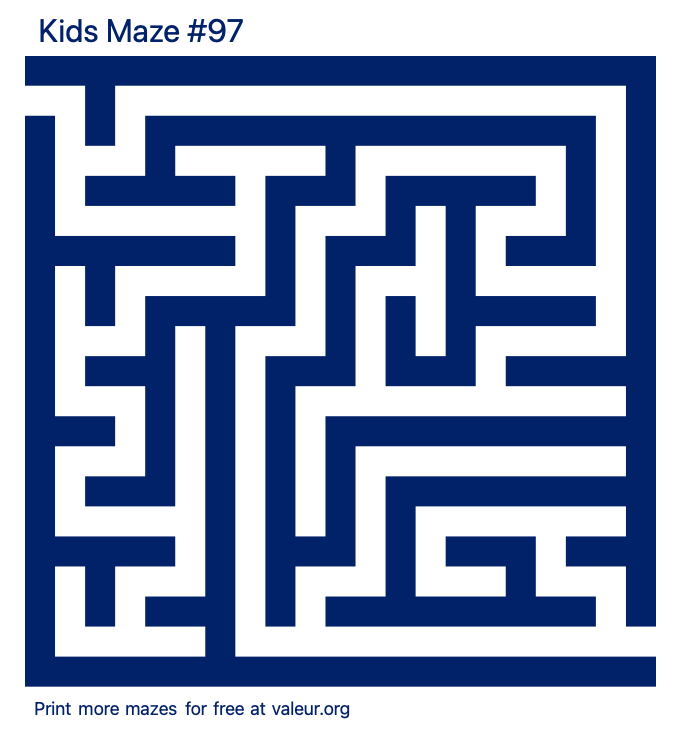 Free Printable Kids Maze number 97