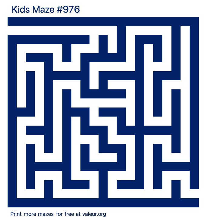 Free Printable Kids Maze number 976