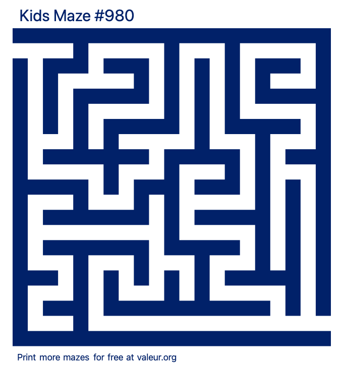Free Printable Kids Maze number 980