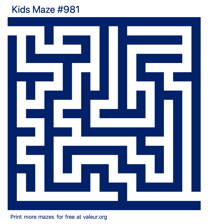 Free Printable Kids Maze number 981
