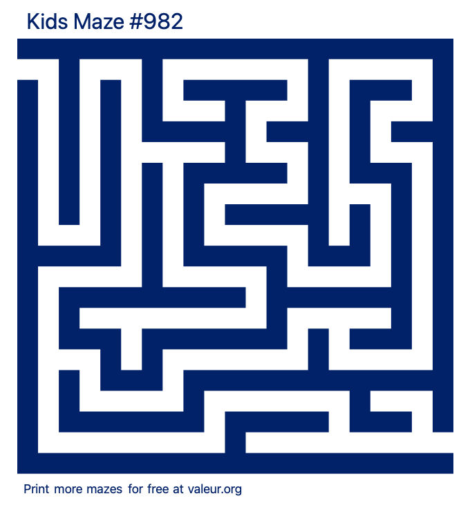 Free Printable Kids Maze number 982