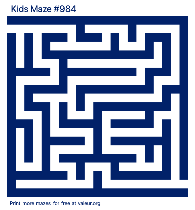 Free Printable Kids Maze number 984