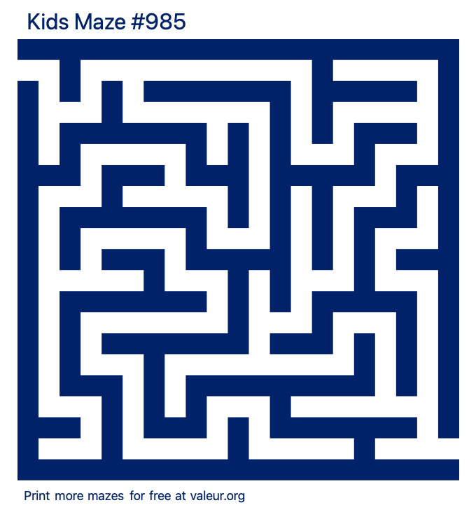 Free Printable Kids Maze number 985