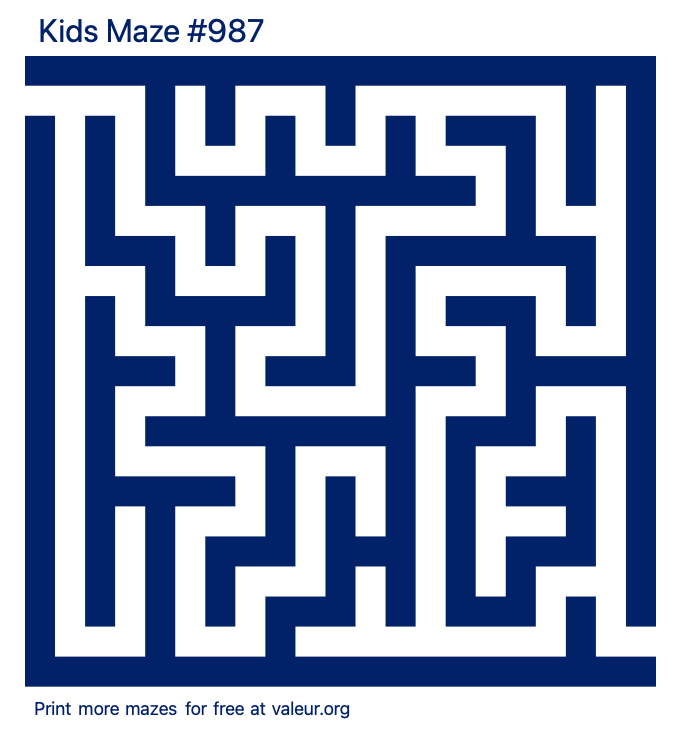 Free Printable Kids Maze number 987