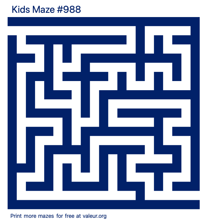 Free Printable Kids Maze number 988