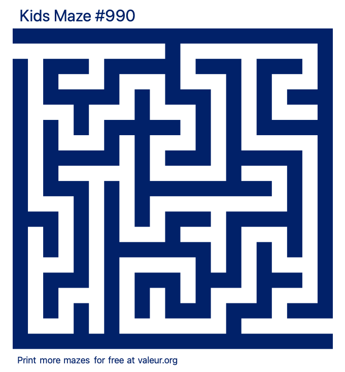 Free Printable Kids Maze number 990