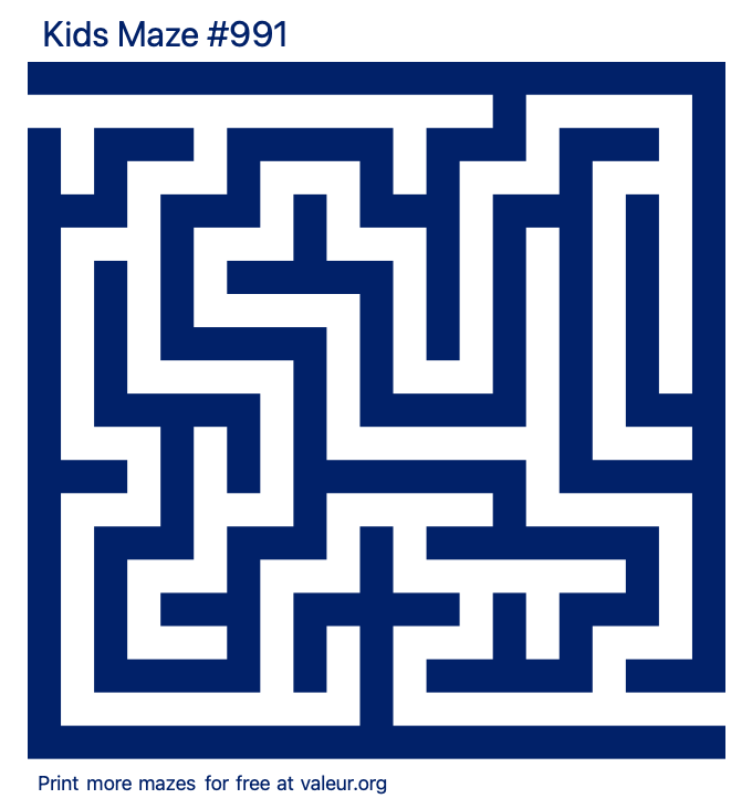 Free Printable Kids Maze number 991