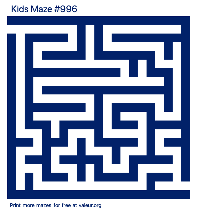 Free Printable Kids Maze number 996