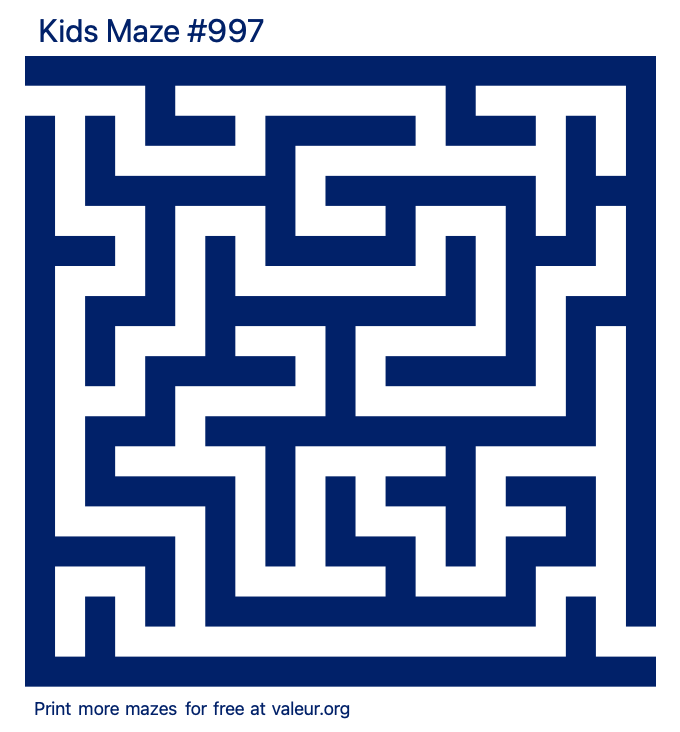 Free Printable Kids Maze number 997