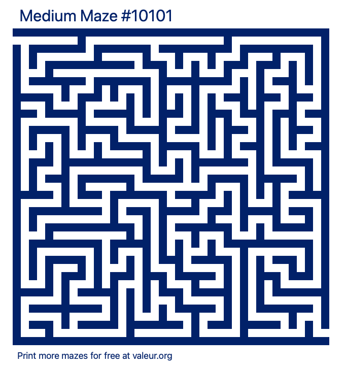 Free Printable Medium Maze number 10101